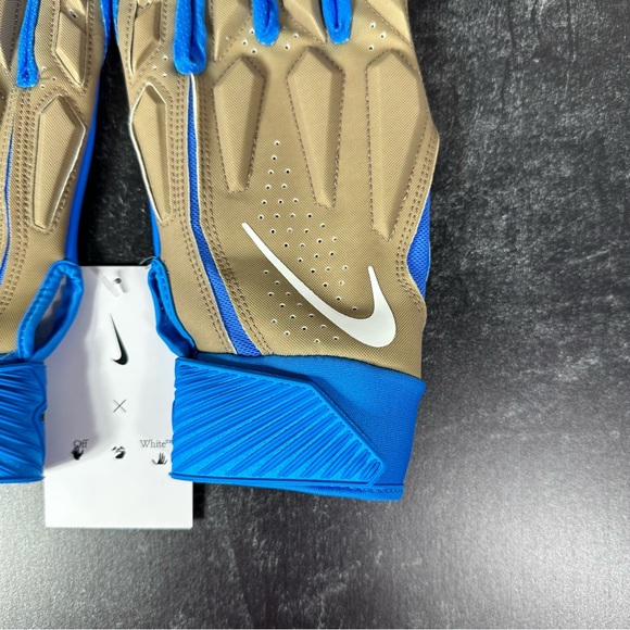 NIKE D TACK X OFF WHITE MENS FOOTBALL GLOVES SIZE LARGE BLUE KHAKI NEW - Picture 4 of 7
